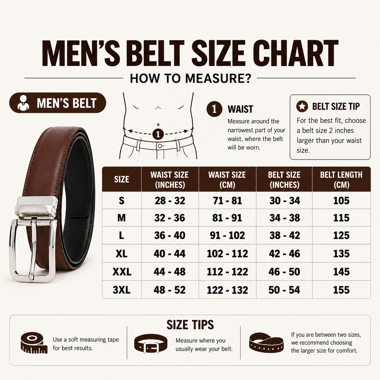 Men's Vintage Brown Leather Belt – Classic Distressed Leather Belt with Black Buckle Gallery